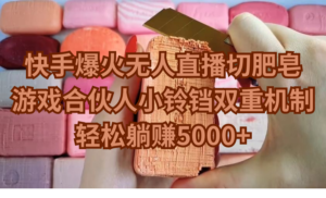 快手爆火项目：无人直播切肥皂+游戏合伙人小铃铛双重机制，轻松月入5000+-6G标准网